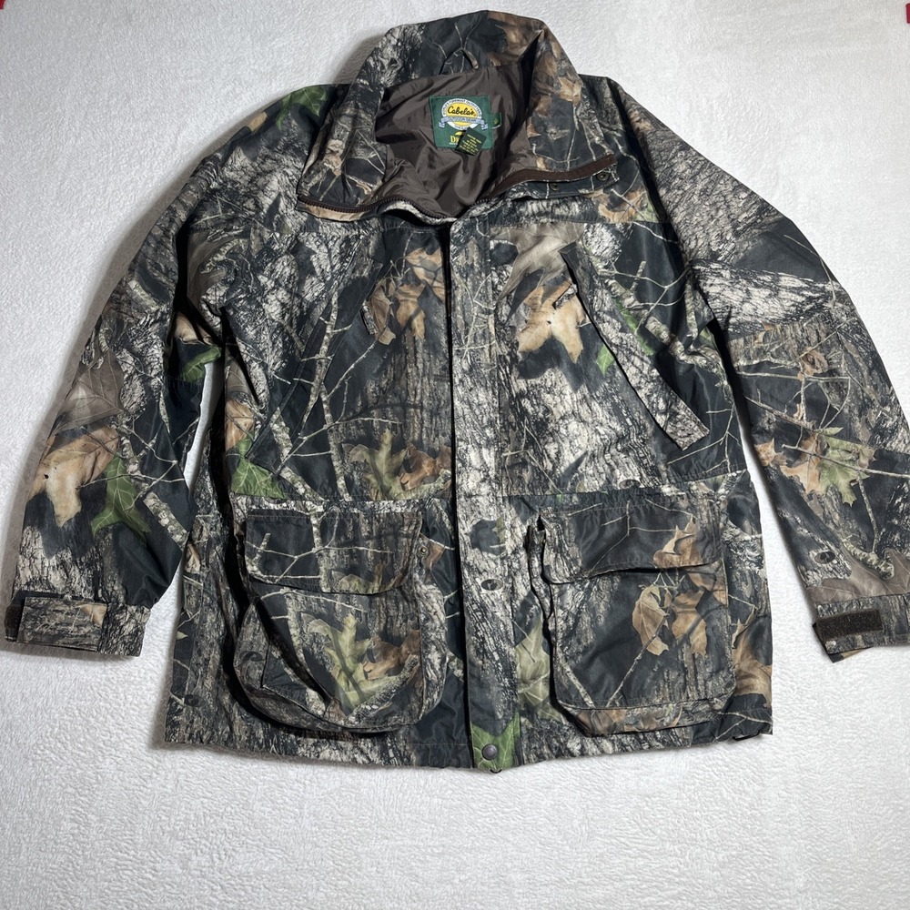 Cabelas Dry-Plus Mossy Oak Break Up Hunting Jacket Mens Large Waterproof EUC